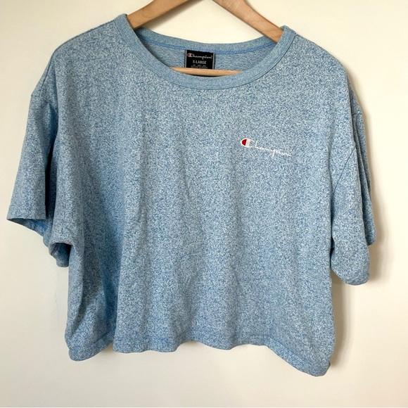 Champion Women's Cropped Tee T Shirt Cotton Size Extra Large Light Blue - Picture 1 of 5